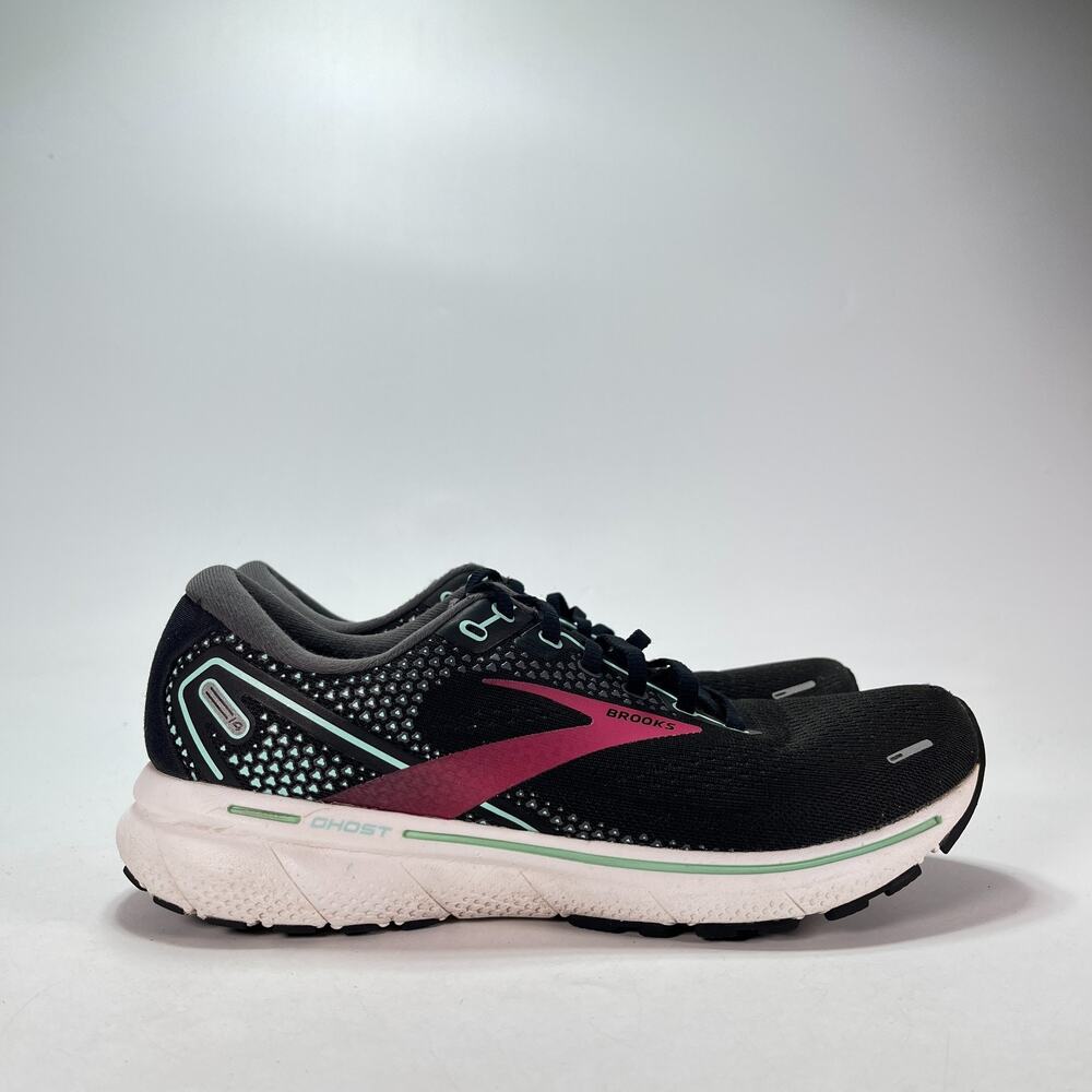 Brooks Ghost 14 Black Pink Running Shoes Sneakers 1203561B013 Women's Size 9.5